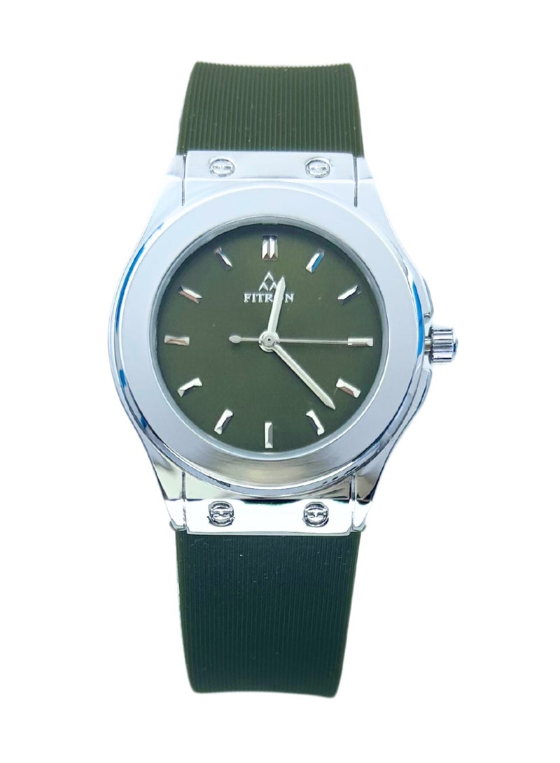 فيترون ساعة Fitron NQ4-2024 بمينا فضي وأخضر للسيدات - Image 1