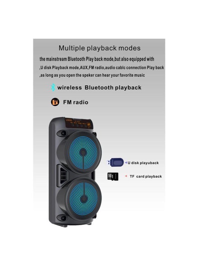 Bluetooth Subwoofer 2 speakers with External Microphone -with two speakers Multimedia Speaker - Portable Wireless Speaker with RGB LED Light and Rechargeable Battery for Smartphones, TV, Tablets, and Computers - Wireless Speaker - Image 3
