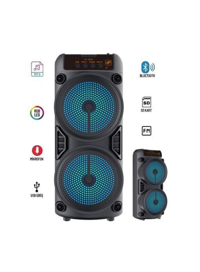 Bluetooth Subwoofer 2 speakers with External Microphone -with two speakers Multimedia Speaker - Portable Wireless Speaker with RGB LED Light and Rechargeable Battery for Smartphones, TV, Tablets, and Computers - Wireless Speaker - Image 2