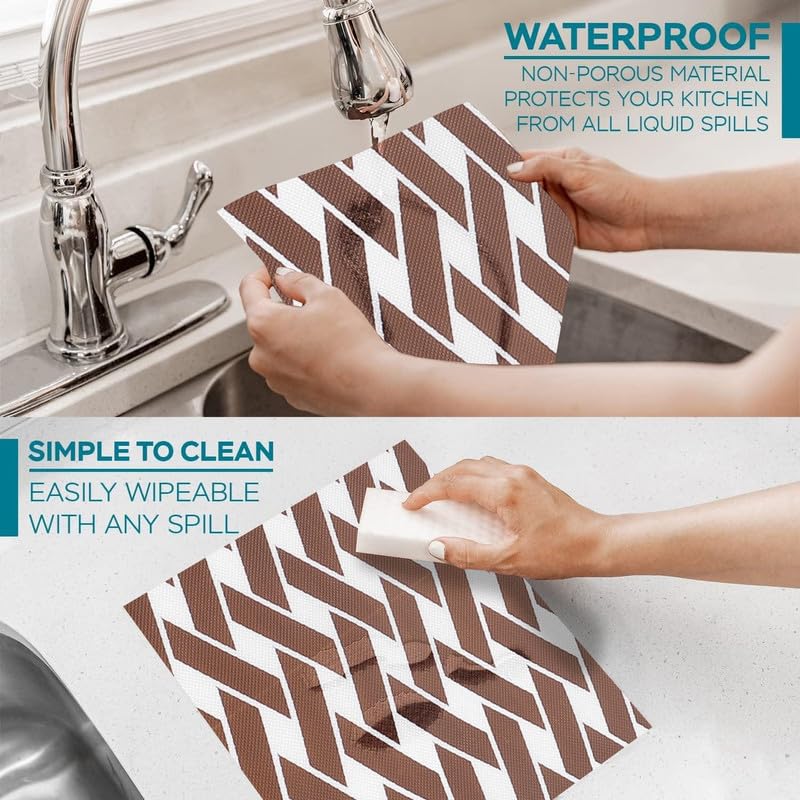 STYEVA Printed Anti-Slip Shelf Liner Mat Sheet for Drawers, Shelves, Tables, Cupboards, Fridge, Kitchen, Home, and Office - 45 CM X 5 M (Brown Cross) - Image 4