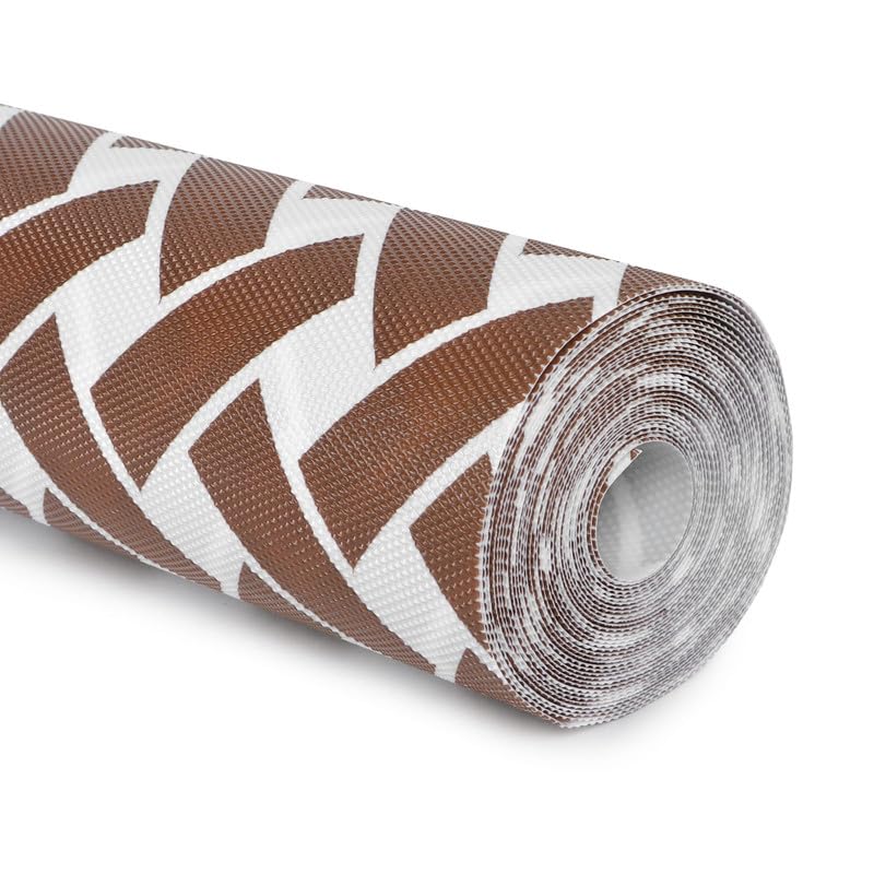 STYEVA Printed Anti-Slip Shelf Liner Mat Sheet for Drawers, Shelves, Tables, Cupboards, Fridge, Kitchen, Home, and Office - 45 CM X 5 M (Brown Cross) - Image 1