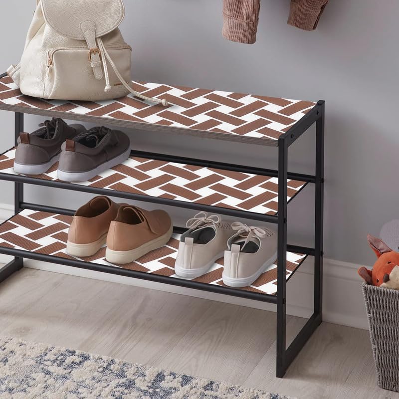 STYEVA Printed Anti-Slip Shelf Liner Mat Sheet for Drawers, Shelves, Tables, Cupboards, Fridge, Kitchen, Home, and Office - 45 CM X 5 M (Brown Cross) - Image 5