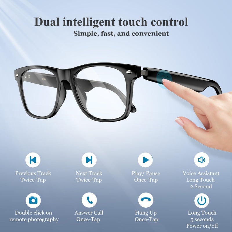 Blackview Smart Glasses, Polarized Bluetooth Sunglasses with Speaker, Voice Control, UV Protection, Anti Blue Light Lens - Image 2