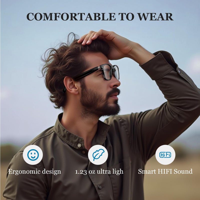 Blackview Smart Glasses, Polarized Bluetooth Sunglasses with Speaker, Voice Control, UV Protection, Anti Blue Light Lens - Image 5