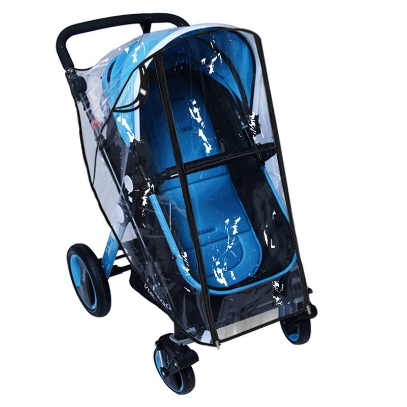 AncBace Baby Stroller Rain Cover Umbrella Weather Shield Accessories Universal Size Protect from Rain Wind Snow Dust Water Proof Ventilate Clear Food Grade Materia EVA Plastic Zipper Black (Large) - Image 1