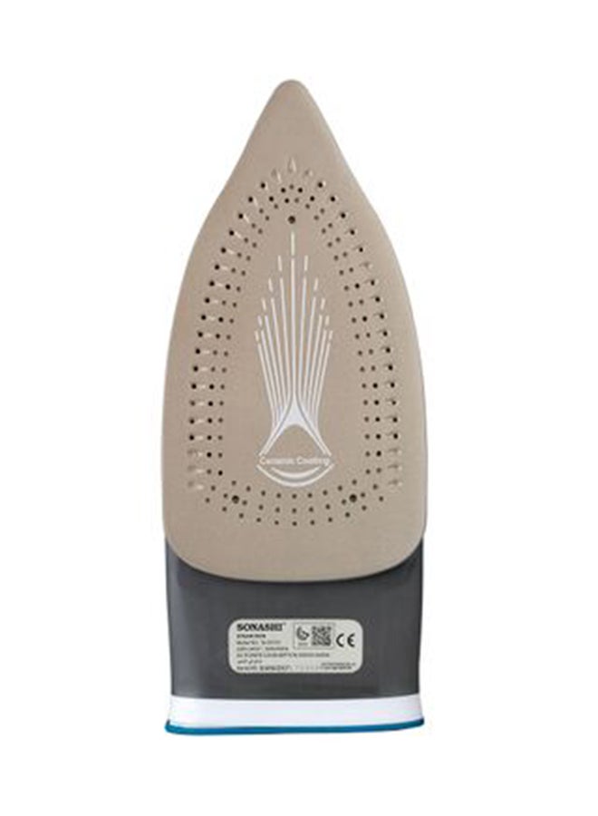 SONASHI Electric Steam Iron with Ceramic Soleplate/Anti-Drip/Anti-Calc/Auto Shut-Off/LED Display and Self-Clean Function | 100% Active Steam Holes - Scratch-Resistant 2400 W SI-5075C Deep Blue/White - Image 3
