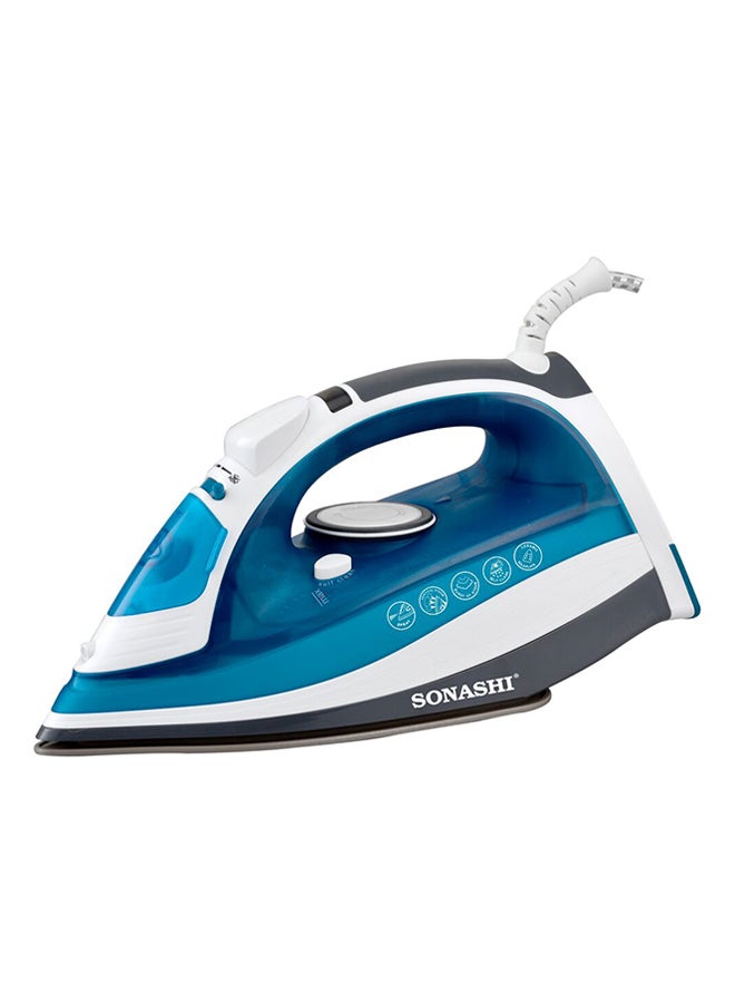 SONASHI Electric Steam Iron with Ceramic Soleplate/Anti-Drip/Anti-Calc/Auto Shut-Off/LED Display and Self-Clean Function | 100% Active Steam Holes - Scratch-Resistant 2400 W SI-5075C Deep Blue/White - Image 1