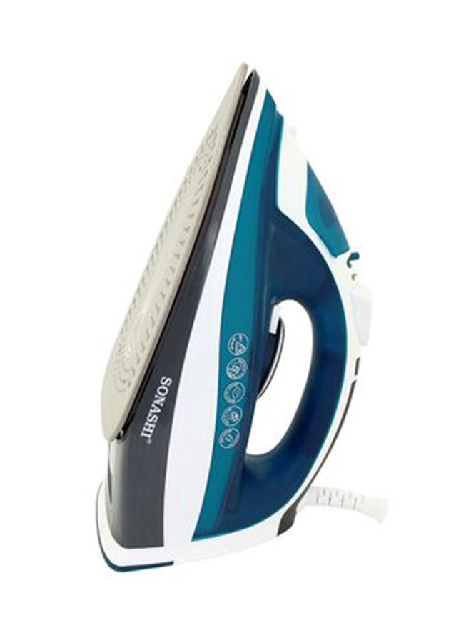 SONASHI Electric Steam Iron with Ceramic Soleplate/Anti-Drip/Anti-Calc/Auto Shut-Off/LED Display and Self-Clean Function | 100% Active Steam Holes - Scratch-Resistant 2400 W SI-5075C Deep Blue/White - Image 5