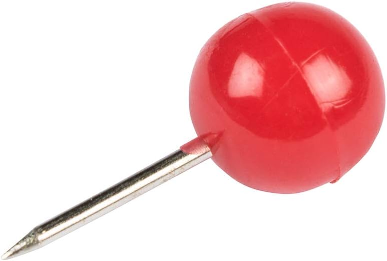Colorful Push Pins - Round Head Map Thumb Tacks - Red Pushpins - 100/Pack