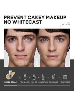 Laikou Men BB Cream SPF 15 PA++, Full-Coverage Foundation & Concealer, Mens Face Moisturizer Cream Evens Skin Tone, Oil Control and Cover Flaws, Natural Finish for All Skin Types (Light 160)  - Image 4