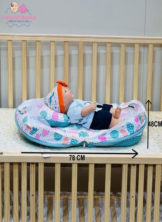 Infantbond New Born Baby All in One Bedding Essential | Baby Bed (0-6 Months) (Fullset Sprial Pista Green) - Image 5