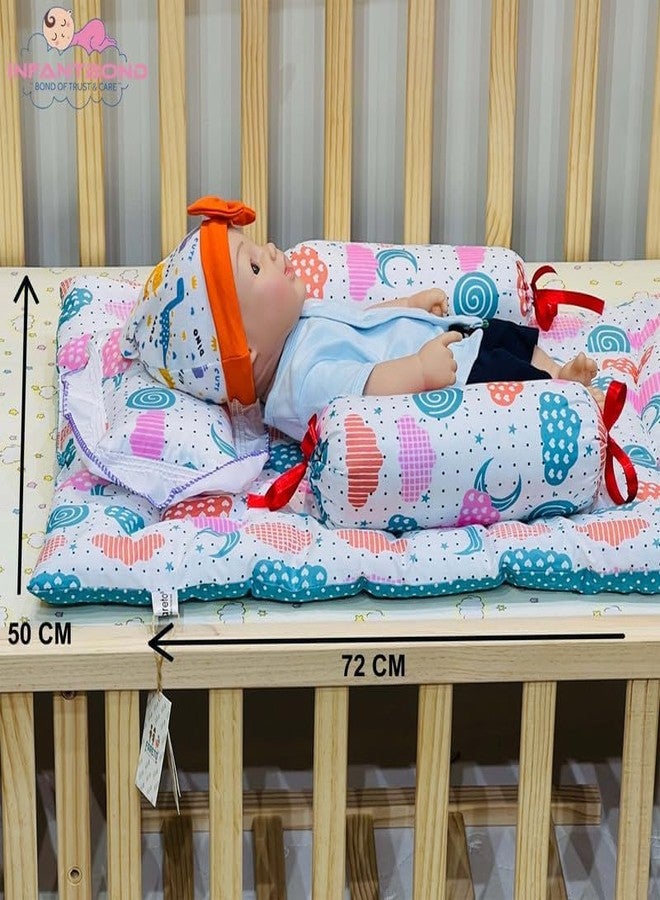 Infantbond New Born Baby All in One Bedding Essential | Baby Bed (0-6 Months) (Fullset Sprial Pista Green) - Image 4