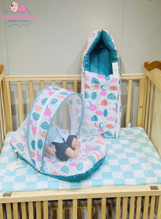 Infantbond New Born Baby All in One Bedding Essential | Baby Bed (0-6 Months) (Fullset Sprial Pista Green) - Image 2