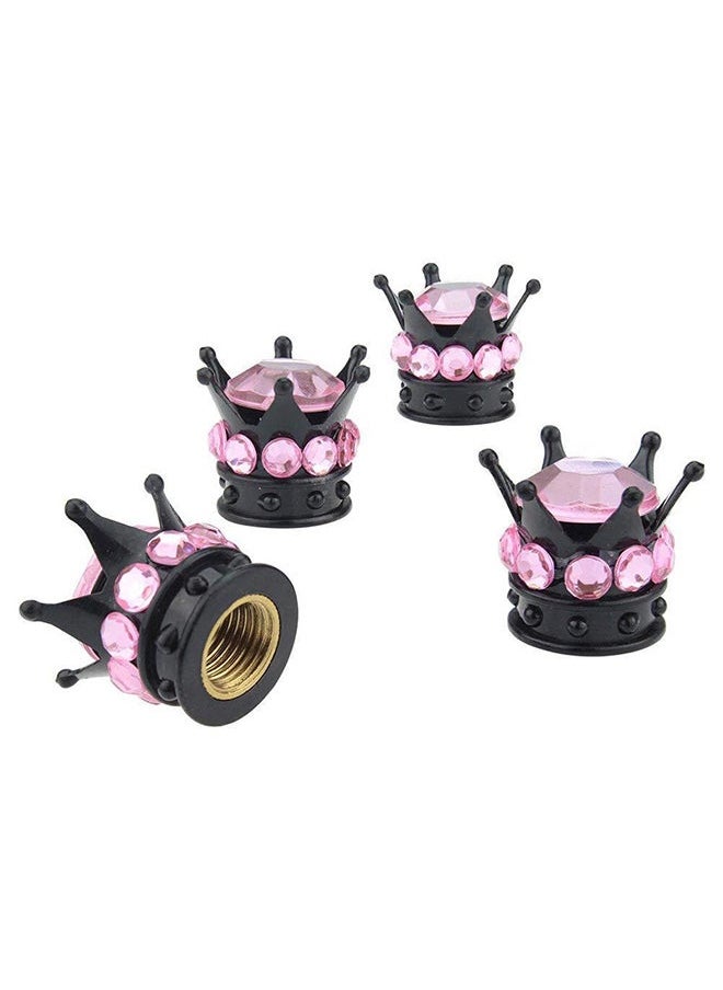 NIBEMINENT 4-Piece Silver Crown Diamond Tyre Valve Caps  - Image 1