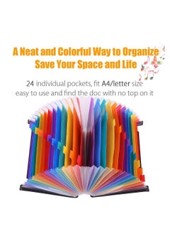 SYOSI Colorful 24 Pocket Expanding Accordian File Organizer - Ideal for A4 and Letter Size - Keep Your Invoices, Receipts, and Documents Neatly Stored and Portable  - Image 2