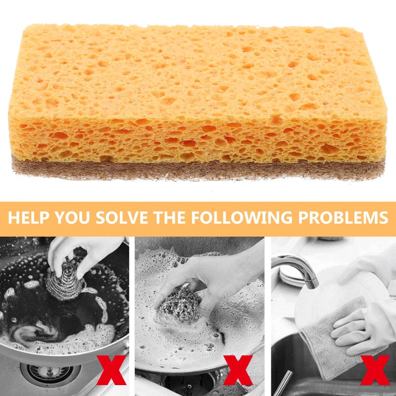 Wood Pulp Cotton Dish Sponge 5pcs Set Natural Fibers Kitchen Scrub Sponge Reusable 11x7x2 3cm - Image 5