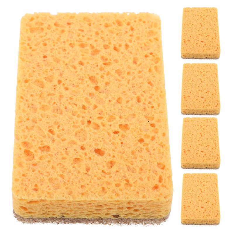 Wood Pulp Cotton Dish Sponge 5pcs Set Natural Fibers Kitchen Scrub Sponge Reusable 11x7x2 3cm - Image 2