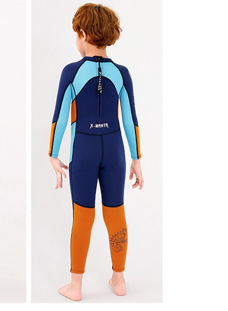 DIVE & SAIL Keep Warm Children Diving Suit Three-layer High Elastic Wetsuit For Boys Blue - Image 2