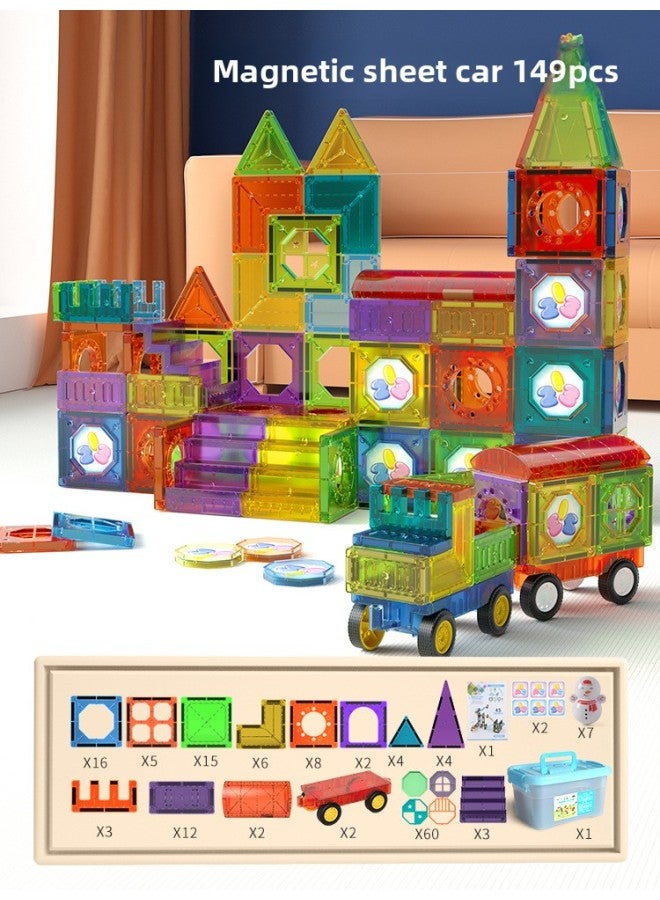 Cross-border Color Window Building Blocks Assembled Magnetic Pieces For Children Smart Magnetic Pipe Building Blocks Assembled Castle Toy Belt Storage