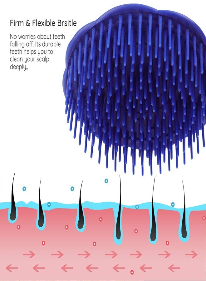 Segbeauty Palm Brush Hair, 4Pcs Scalp Massage Shampoo Brushes, Hair Brushes Men Beard Comb, Shampoo Deep Cleaning Scalp Scrubber for Washing Hair Pet Shower Grooming Travel Salon Barber Stylist Blue - Image 3