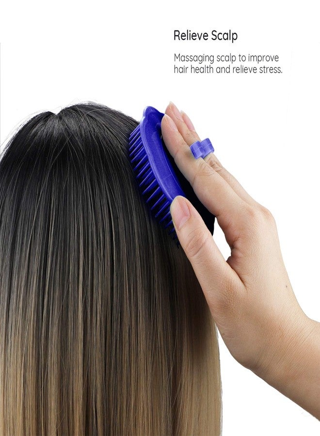 Segbeauty Palm Brush Hair, 4Pcs Scalp Massage Shampoo Brushes, Hair Brushes Men Beard Comb, Shampoo Deep Cleaning Scalp Scrubber for Washing Hair Pet Shower Grooming Travel Salon Barber Stylist Blue - Image 2