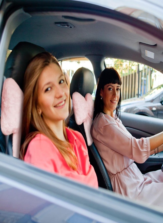 Macarrie وسادة رقبة سيارة ماكاري 2 قطعة وسادة رأس سيارة قوس فراشة فاخرة دعم رقبة مريح ملحقات رأس السيارة اللطيفة للسائقين سفر مقعد سائق نمط الفتاة ديكور داخلي (وردي) - Image 5