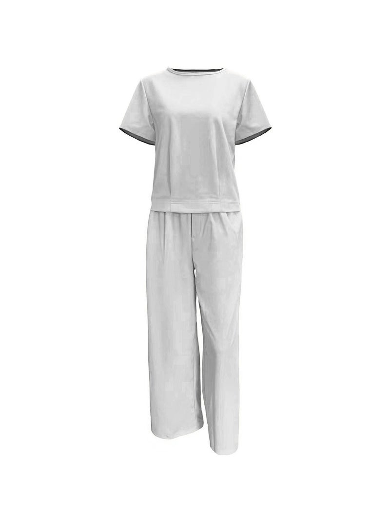 2023 Southeast Asia Pure Color Short-Sleeved Suit Elegant Work Clothing Two-Piece Set For Women Export Simple Style - Image 1