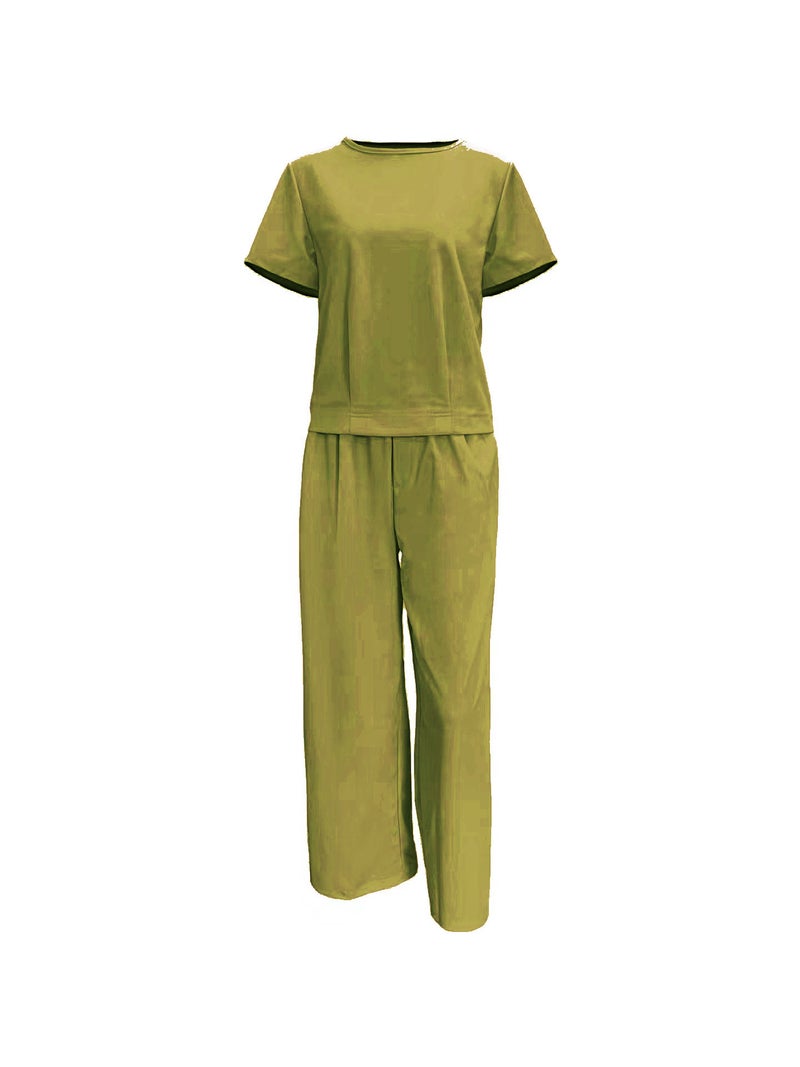 2023 Southeast Asia Pure Color Short-Sleeved Suit Elegant Work Clothing Two-Piece Set For Women Export Simple Style - Image 5