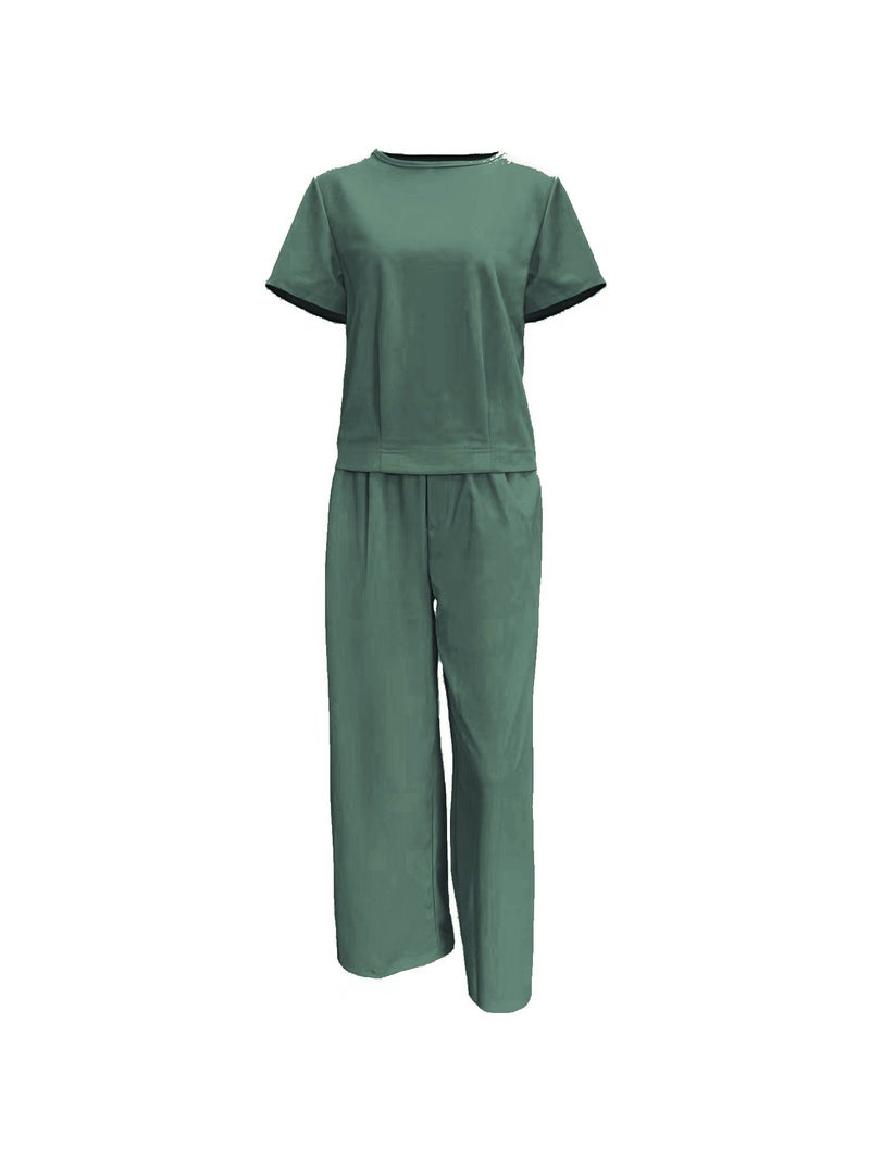 2023 Southeast Asia Pure Color Short-Sleeved Suit Elegant Work Clothing Two-Piece Set For Women Export Simple Style - Image 4