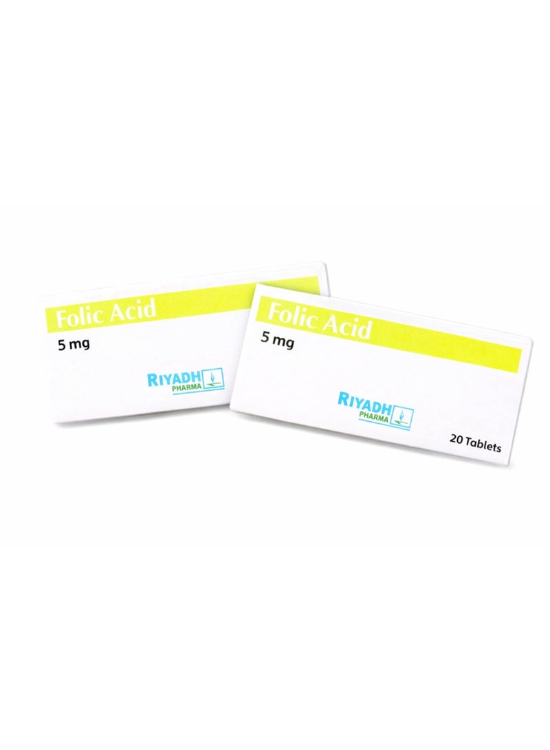 عبوتين من حامض الفوليك 5 مجم 20 قرص