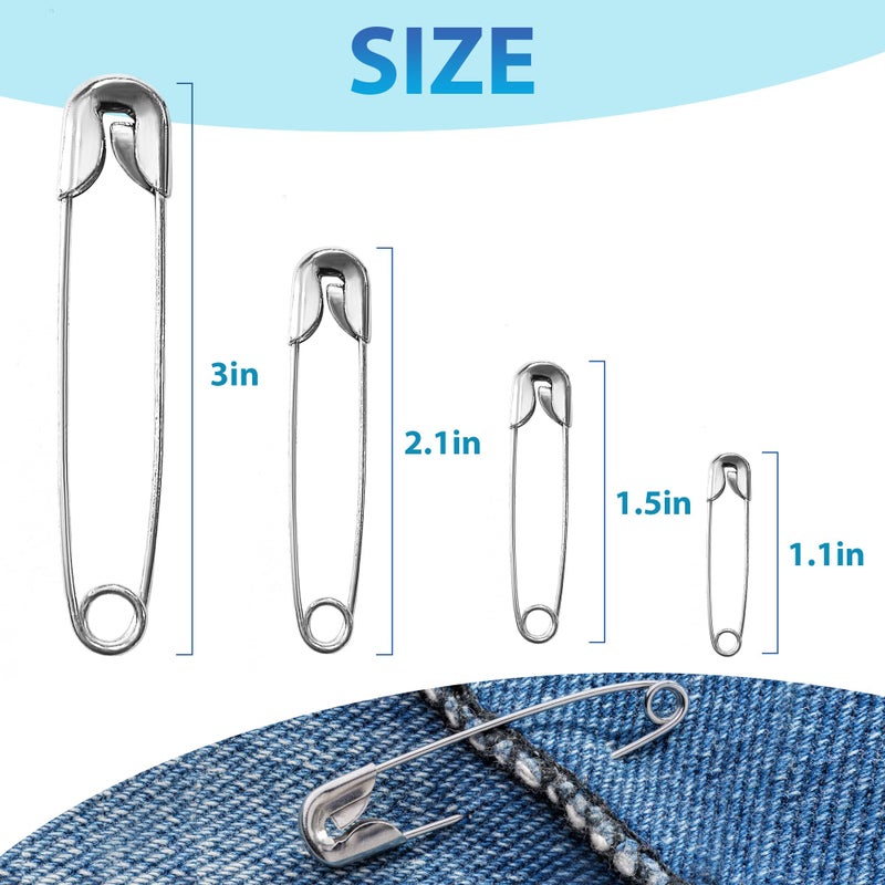 Oiojuct 200 PCS Large Safety Pins - 2.1 Inch Heavy Duty Sewing Pins for Clothing, Strong Nickel Plated Steel - Image 2