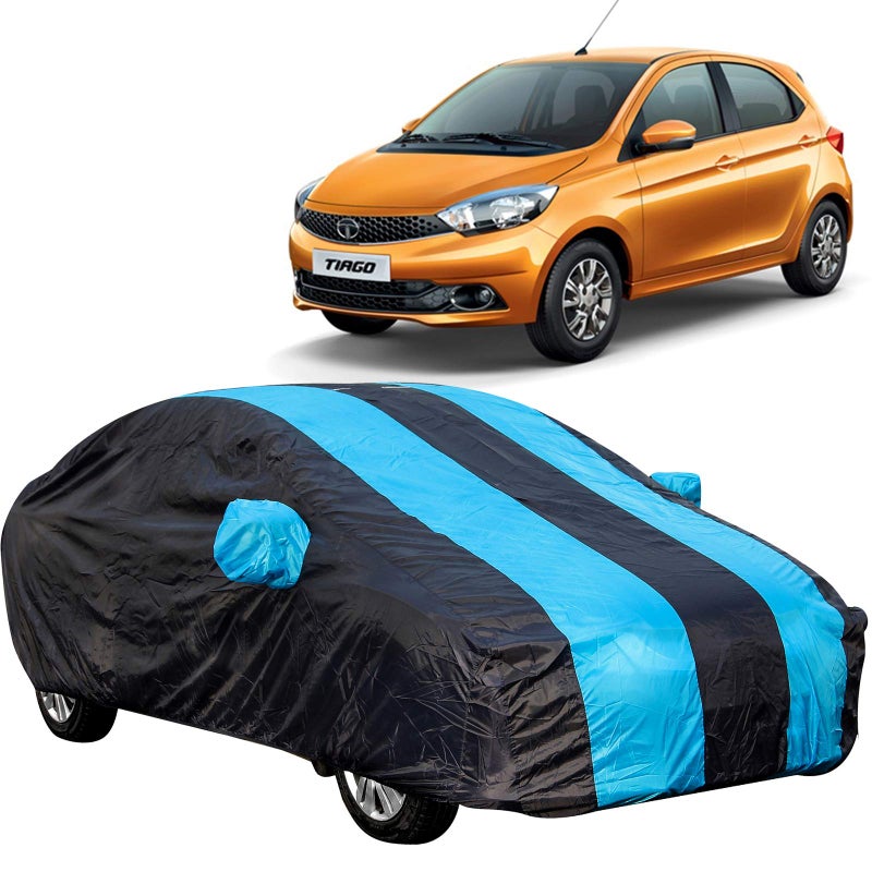 The Autostory 190 Taffeta Water Resistant Car Body Cover Compatible with Tata Tiago with Mirror Pockets (Teak/Navy Blue) - Image 5