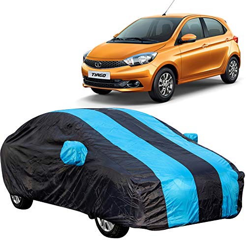 The Autostory 190 Taffeta Water Resistant Car Body Cover Compatible with Tata Tiago with Mirror Pockets (Teak/Navy Blue) - Image 1