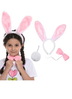 Excefore 3-Piece Plush Rabbit Ears Headwear Set Including Rabbit Ears Headband, Bow Tie and Tail for Adult and Kids Cosplay Party Dress Up Accessories  - Image 1