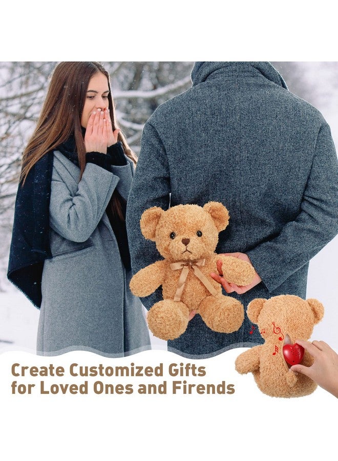 Hungdao Bear Stuffed Animal with Voice Recorder Set, 60 Seconds Heart Shaped Voice Sound Recorder Module 16 Inch Soft Plush Bear with Zipper for Boy Girl Valentines Day(Light Brown) - Image 4
