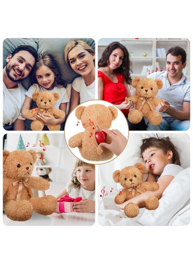 Hungdao Bear Stuffed Animal with Voice Recorder Set, 60 Seconds Heart Shaped Voice Sound Recorder Module 16 Inch Soft Plush Bear with Zipper for Boy Girl Valentines Day(Light Brown) - Image 5