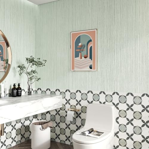 WESTICK Green Grasscloth Peel and Stick Wallpaper Self Adhesive Textured Contact Paper for Walls Cabinets Accent Wall Paper for Bedroom Living Room Camper Stick on Greeny Wallpaper 15.8 x 78 in - Image 3