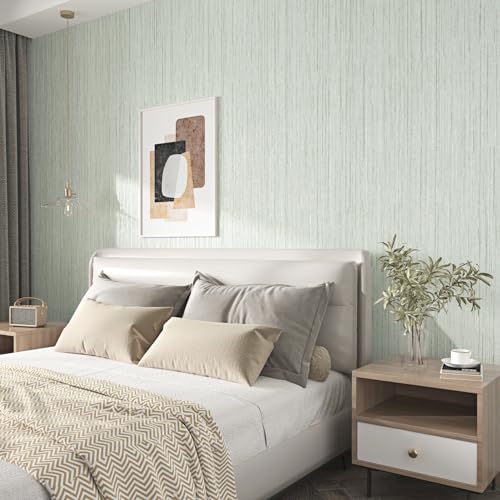 WESTICK Green Grasscloth Peel and Stick Wallpaper Self Adhesive Textured Contact Paper for Walls Cabinets Accent Wall Paper for Bedroom Living Room Camper Stick on Greeny Wallpaper 15.8 x 78 in - Image 2