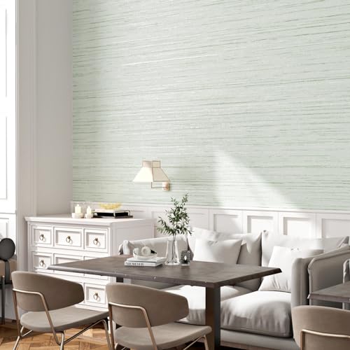 WESTICK Green Grasscloth Peel and Stick Wallpaper Self Adhesive Textured Contact Paper for Walls Cabinets Accent Wall Paper for Bedroom Living Room Camper Stick on Greeny Wallpaper 15.8 x 78 in - Image 5