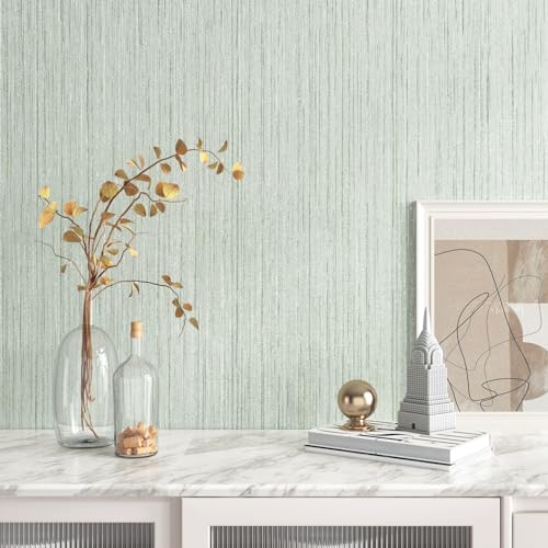 WESTICK Green Grasscloth Peel and Stick Wallpaper Self Adhesive Textured Contact Paper for Walls Cabinets Accent Wall Paper for Bedroom Living Room Camper Stick on Greeny Wallpaper 15.8 x 78 in - Image 4