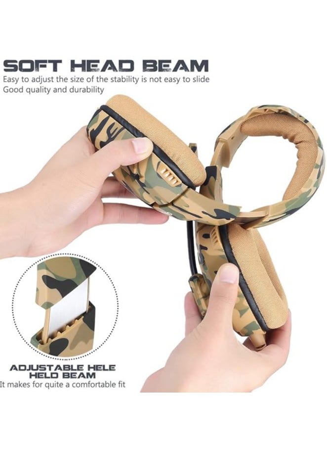 ONIKUMA K1B Stereo Gaming Headset with Microphone & Volume Control | Camouflage Yellow | Surround Sound Over-Ear Headphones for PC, PS4, Xbox, Laptop & Mobile | Noise-Isolating Gaming Headphones with Adjustable Headband & Soft Ear Cushions - Image 3