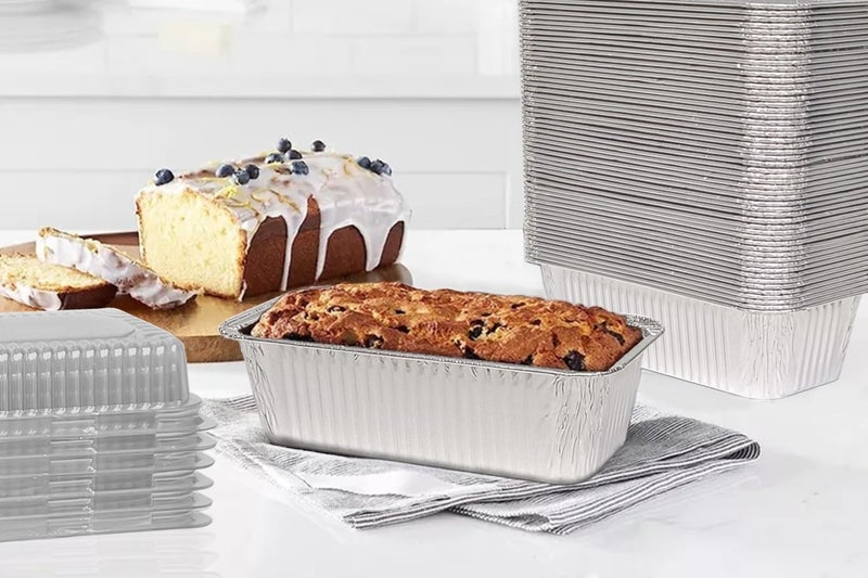 BBQMFG Disposable Loaf Pans with Lids, 50 Pack, 8.5x4.5" Bread Pans, Food Storage Containers, Heavy-duty 2lb Aluminum Loaf Pans, Pastry Boxes, Perfect for Baking Storing and Street Treats Takeout - Image 4