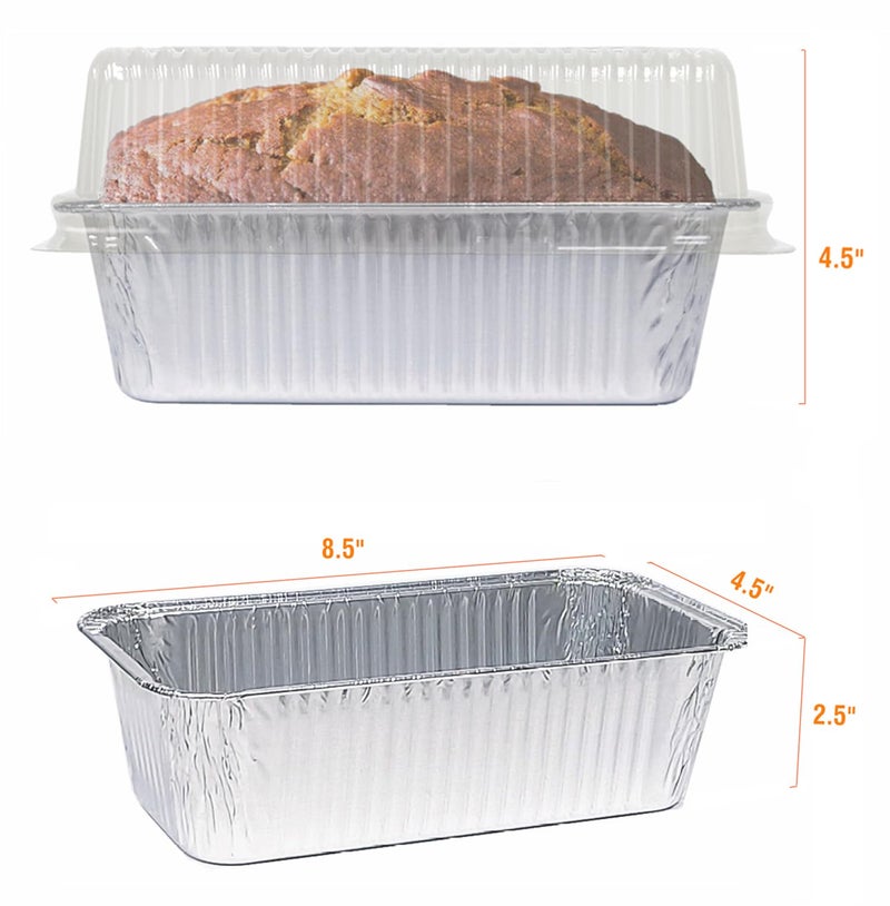 BBQMFG Disposable Loaf Pans with Lids, 50 Pack, 8.5x4.5" Bread Pans, Food Storage Containers, Heavy-duty 2lb Aluminum Loaf Pans, Pastry Boxes, Perfect for Baking Storing and Street Treats Takeout - Image 2