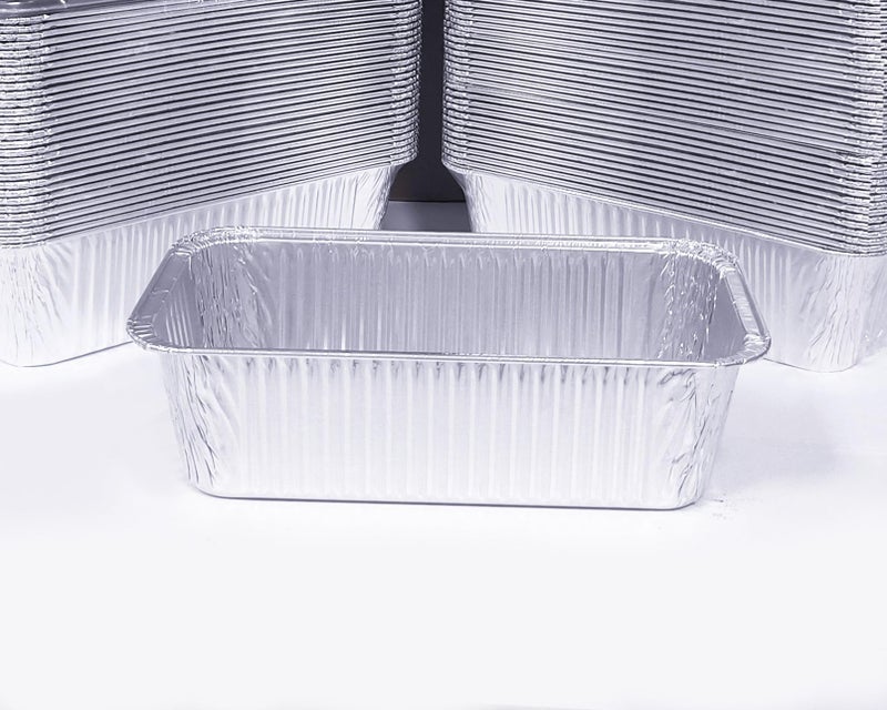 BBQMFG Disposable Loaf Pans with Lids, 50 Pack, 8.5x4.5" Bread Pans, Food Storage Containers, Heavy-duty 2lb Aluminum Loaf Pans, Pastry Boxes, Perfect for Baking Storing and Street Treats Takeout - Image 3