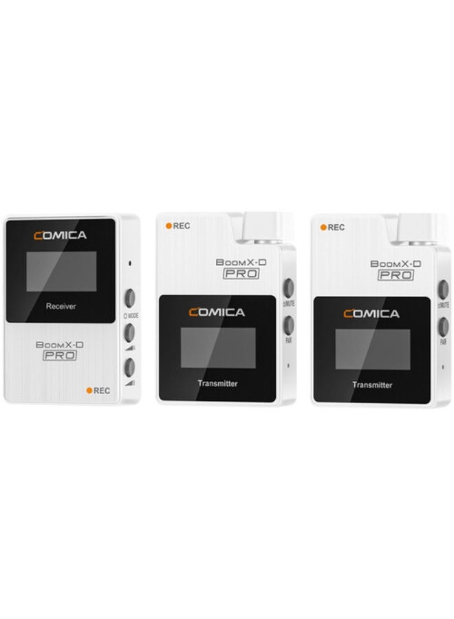 Comica Audio BoomX-D PRO D2 Ultracompact 2-Person Digital Wireless Microphone System/Recorder (2.4 GHz, White) - Image 1