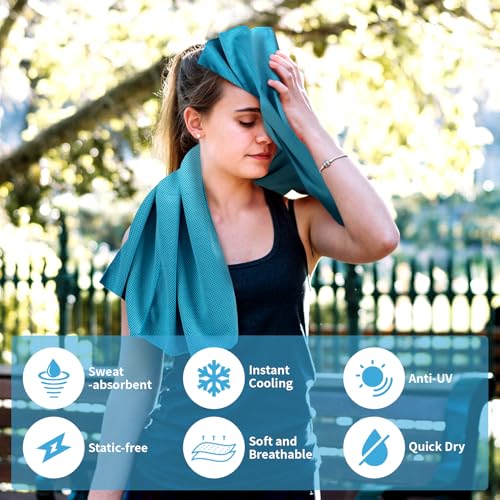 YESLIFE 4 Pack Cooling Towels 40"x12", Gym Towels for Men and Women, Soft Breathable Workout Towels for Yoga, Running, Sport, Workout, Camping, Fitness & More (Black, Army Green, Orange, Blue) - Image 5