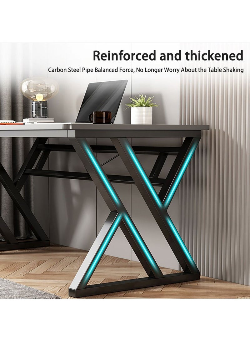 Arabest Exquisite Modern Home Office Desk Computer Desk Industrial Style Desk Study Writing Workstation with Sturdy Metal Frame Table,Computer Gaming Desk,Vanity Desk, Bedside Tables（80*60*75cm）  - Image 3