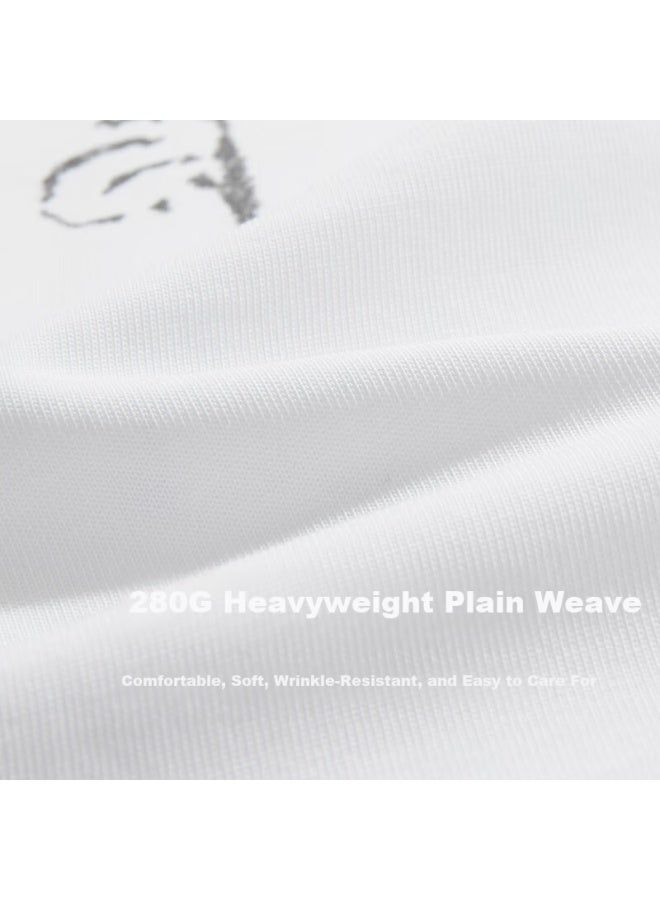 Cabbeen 280g Heavyweight Plain Weave Men's T-shirt With Simian Car Print Wrinkle-resistant Easy-care Autumn Long Sleeve T-shirt