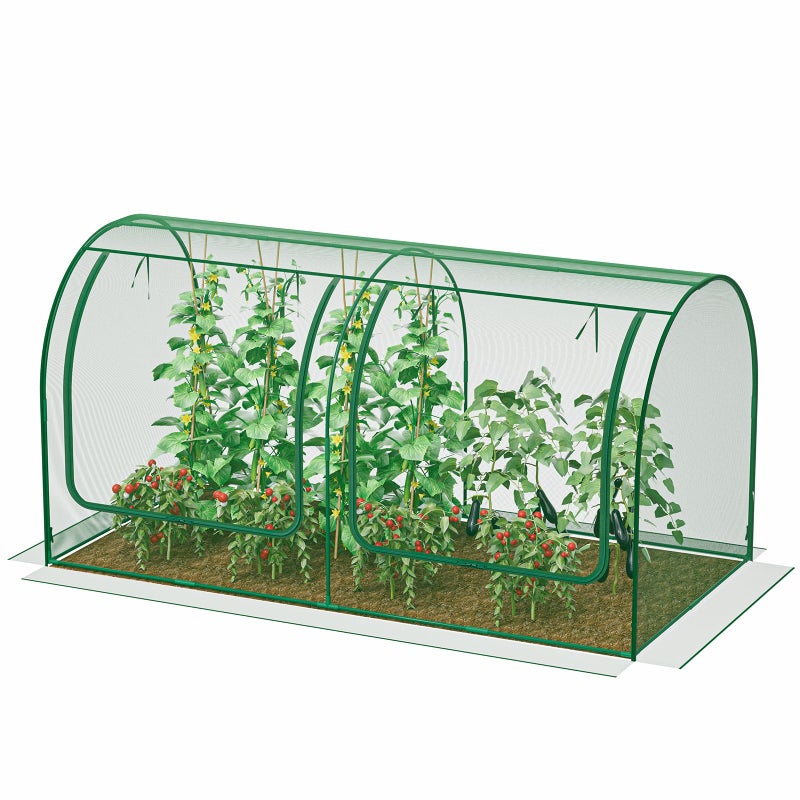 SPECILITE 98x49x49in Garden Plant Netting Mesh Cover for Raised Bed with Roll-up Zipper Door for Vegetables Fruits, Large Tunnel Gardening Net, Green - Image 1