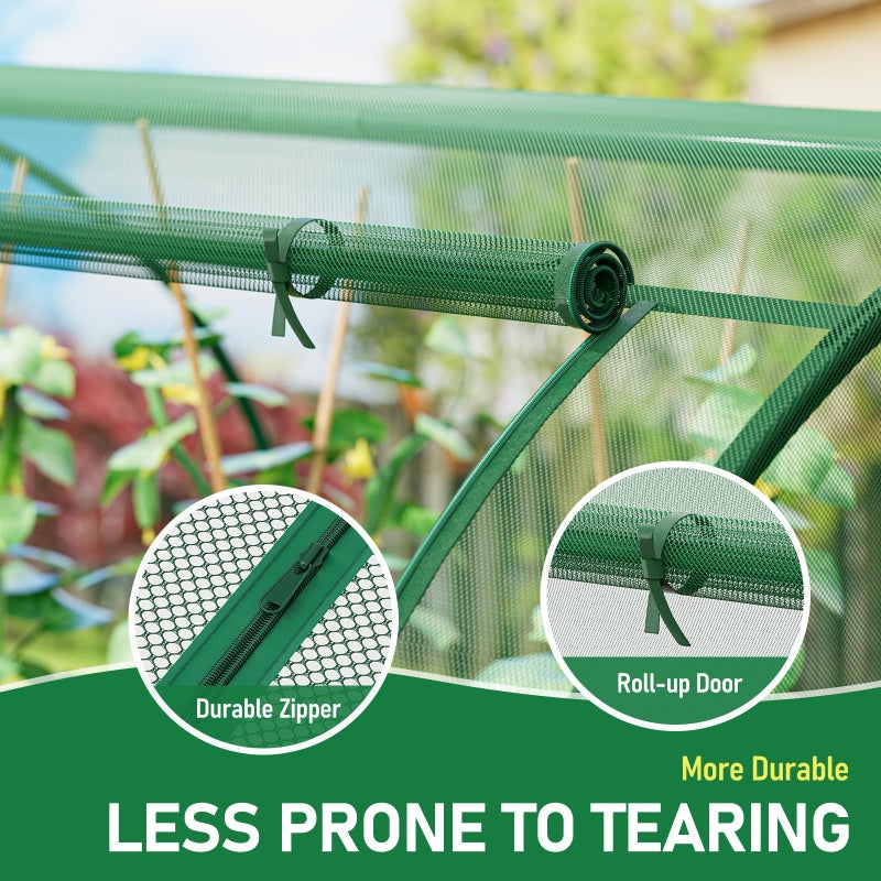 SPECILITE 98x49x49in Garden Plant Netting Mesh Cover for Raised Bed with Roll-up Zipper Door for Vegetables Fruits, Large Tunnel Gardening Net, Green - Image 2
